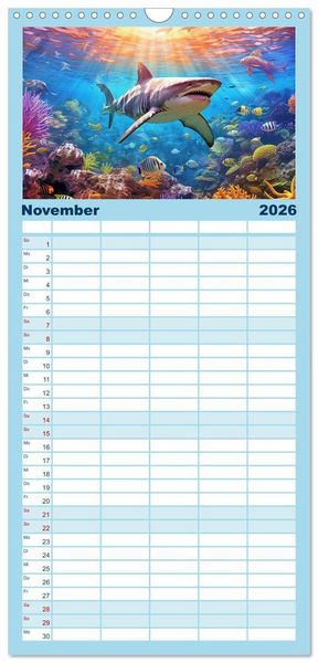 Produktbild: Familienplaner 2026 - Unten im Meer ist was los mit 5 Spalten (Wandkalender, 21 x 45 cm) CALVENDO