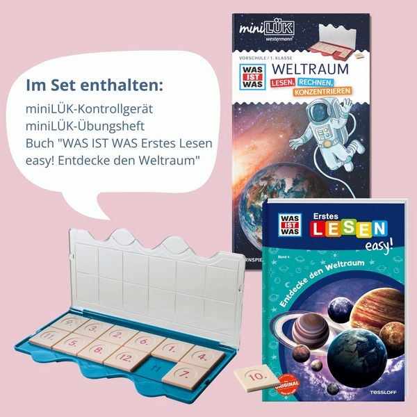 Produktbild: miniL&Uuml;K-Set. Vorschule/ 1. Klasse: WAS IST WAS WELTRAUM - Lesen, Rechnen, Konzentrieren