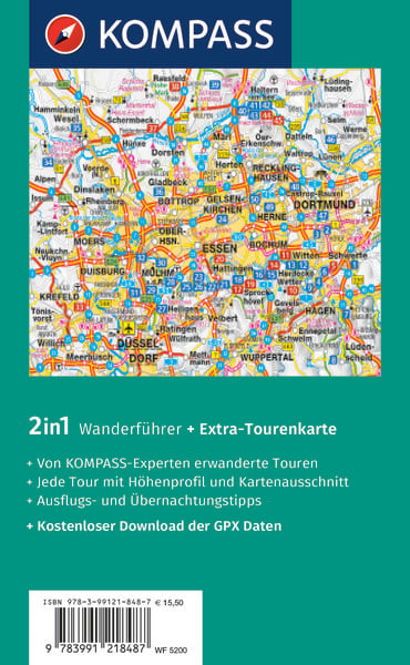 Produktbild: KOMPASS Wanderf&uuml;hrer Ruhrgebiet, 50 Touren mit Extra-Tourenkarte