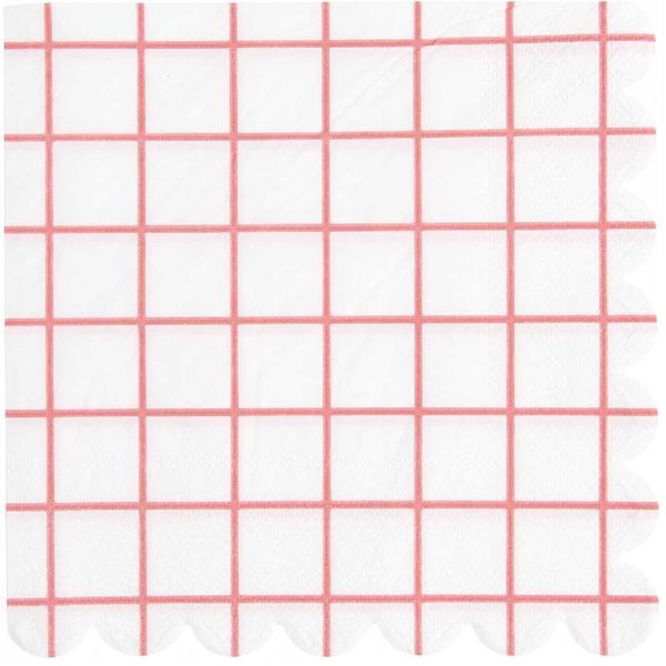 Servietten Raster, Weiß/Neon Pink