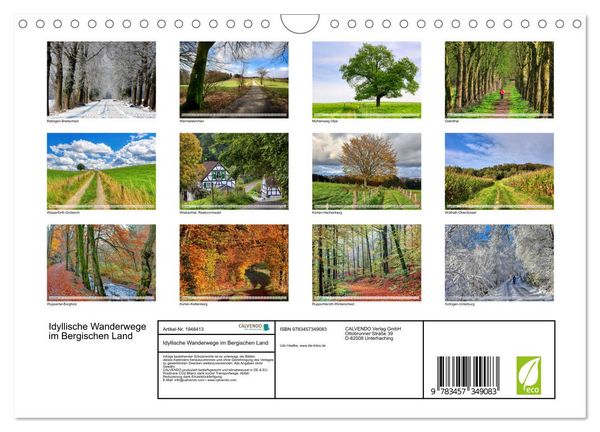 Produktbild: Idyllische Wanderwege im Bergischen Land (Wandkalender 2026 DIN A4 quer), CALVENDO Monatskalender