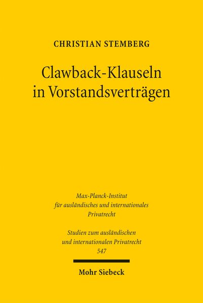 Produktbild: Clawback-Klauseln in Vorstandsvertr&auml;gen