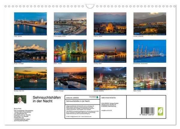 Produktbild: Sehnsuchtsh&auml;fen in der Nacht (Wandkalender 2026 DIN A3 quer), CALVENDO Monatskalender