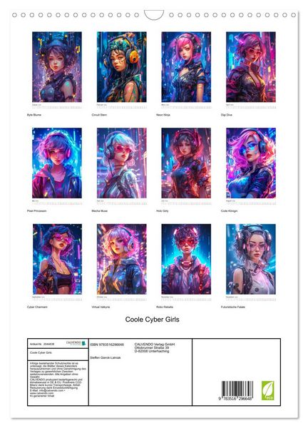 Produktbild: Coole Cyber Girls (Wandkalender 2026 DIN A3 hoch), CALVENDO Monatskalender