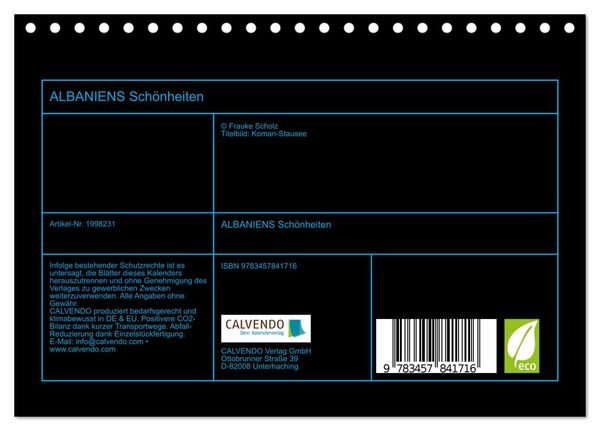 Produktbild: ALBANIENS Sch&ouml;nheiten (Tischkalender 2026 DIN A5 quer), CALVENDO Monatskalender