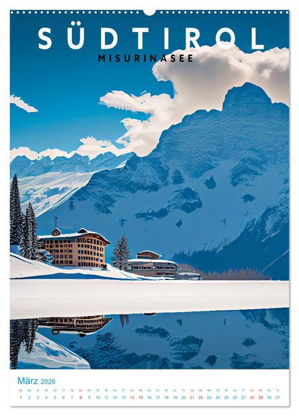 Produktbild: S&uuml;dtirol - Old School Poster Style (hochwertiger Premium Wandkalender 2026 DIN A2 hoch), Kunstdruck in Hochglanz