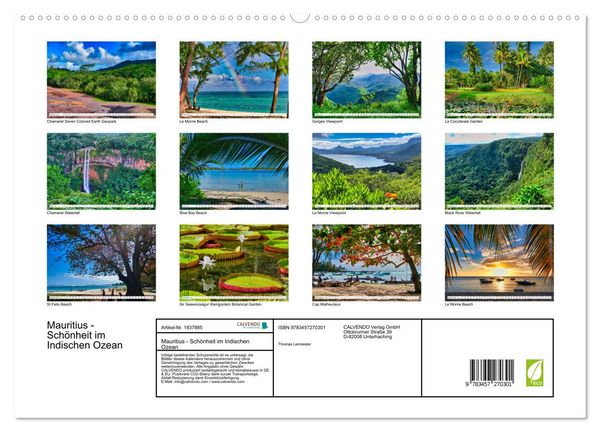 Produktbild: Mauritius - Sch&ouml;nheit im Indischen Ozean (hochwertiger Premium Wandkalender 2026 DIN A2 quer), Kunstdruck in Hochglanz