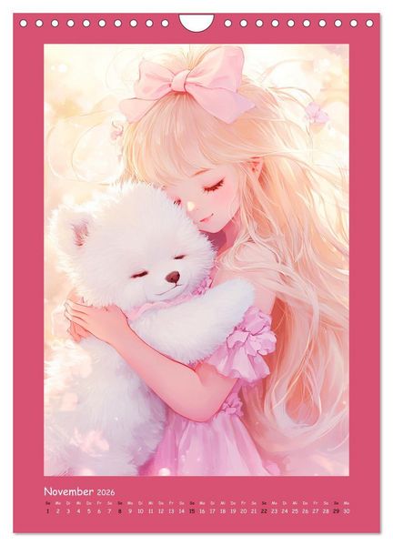 Produktbild: Zauberhafte Momente. Rosa Tr&auml;ume im Manga-Stil (Wandkalender 2026 DIN A4 hoch), CALVENDO Monatskalender
