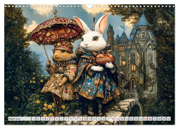 Produktbild: Magische Wesen im Zauberland - Fantasie-Tiere im Steampunk-Kalender (Wandkalender 2026 DIN A3 quer), CALVENDO Monatskalender