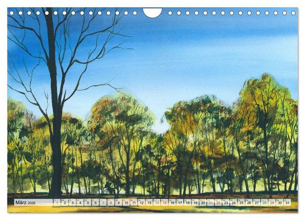 Produktbild: B&auml;ume in Aquarell (Wandkalender 2026 DIN A4 quer), CALVENDO Monatskalender