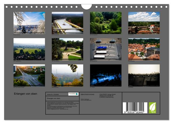 Produktbild: Erlangen von oben (Wandkalender 2026 DIN A4 quer), CALVENDO Monatskalender