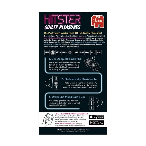 Produktbild: Jumbo 1110100378 - Hitster Guilty Pleasures, Musik-Quizspiel, Partyspiel