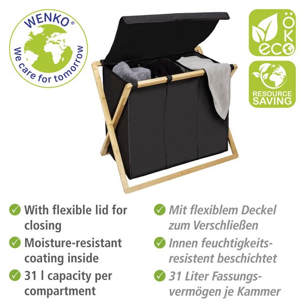 Produktbild: W&auml;schesammler Trio Mod. Ecori, Bambus, recyceltes Polyester
