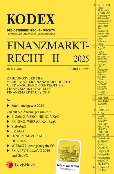 Produktbild: KODEX Finanzmarktrecht Band II 2025 - inkl. App