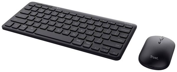 Trust Lyra WL Bluetooth , Funk Tastatur, Maus-Set Wiederaufladbar, Geräuscharme Tasten, Spritzwassergeschützt, Multimediatasten