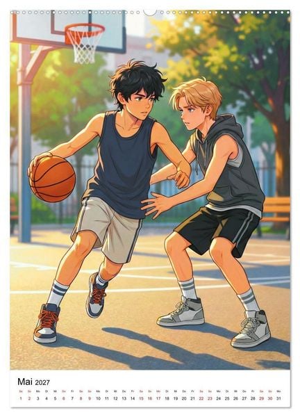 Produktbild: Level Up &ndash; Basketballhelden (hochwertiger Premium Wandkalender 2027 DIN A2 hoch), Kunstdruck in Hochglanz