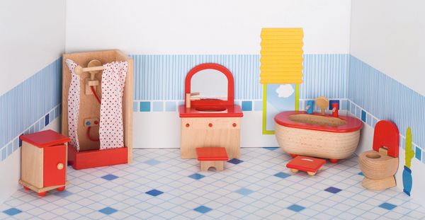 Produktbild: goki Puppenm&ouml;bel Badezimmer f&uuml;r Puppenhaus