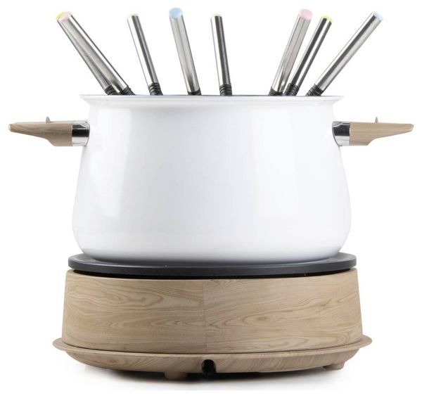 Produktbild: DOMO DO736F Fondue 1500W Kontrollleuchte, 8 Fonduegabeln Holz, Wei&szlig;