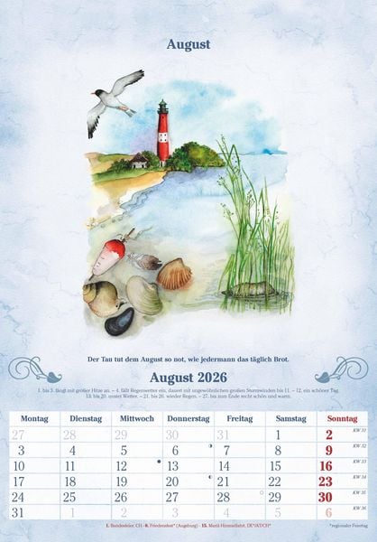 Produktbild: 100-jähriger Kalender 2026 - Bildkalender 23,7x34 cm - mit Wetterprognosen, Bauernregeln und liebevollen Illustrationen - Wandkalender - Alpha Edition