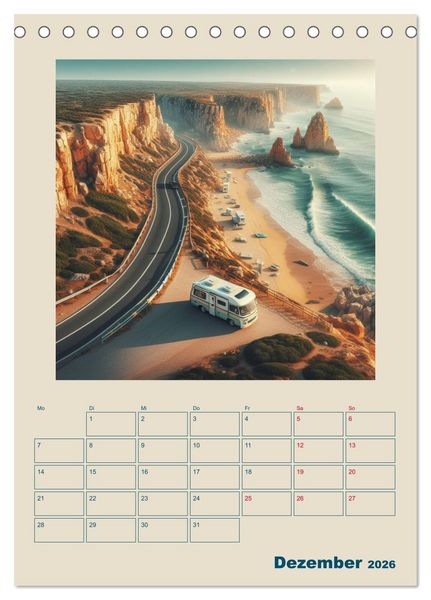 Produktbild: Traumreisen im Wohnmobil (Tischkalender 2026 DIN A5 hoch), CALVENDO Monatskalender