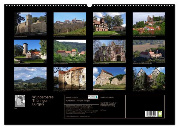 Produktbild: Wunderbares Th&uuml;ringen - Burgen (Wandkalender 2026 DIN A2 quer), CALVENDO Monatskalender