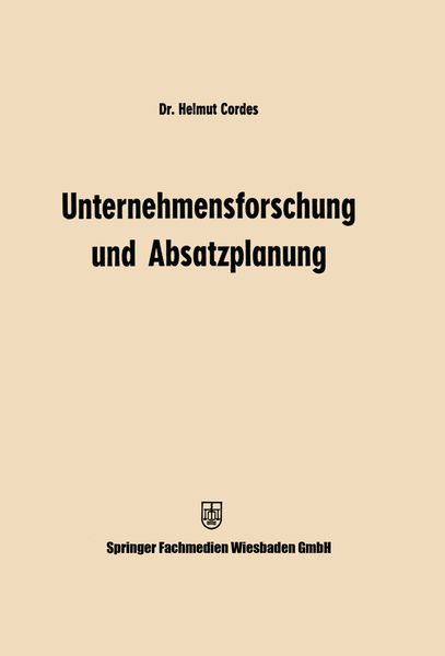 Produktbild: Unternehmensforschung und Absatzplanung
