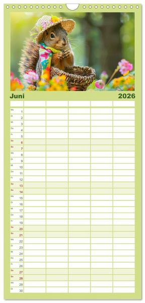Produktbild: Familienplaner 2026 - Waldtiere mit Stil. Tierische Trendsetter in der Natur mit 5 Spalten (Wandkalender, 21 x 45 cm) CALVENDO