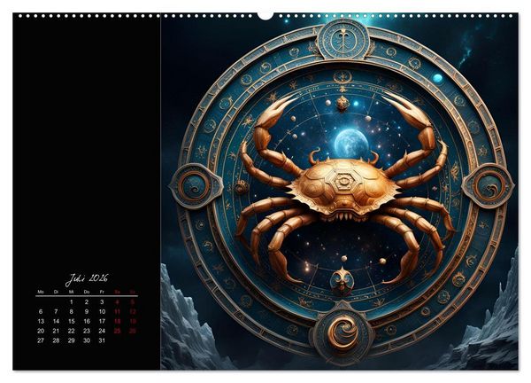 Produktbild: KI Tierkreiszeichen (hochwertiger Premium Wandkalender 2026 DIN A2 quer), Kunstdruck in Hochglanz