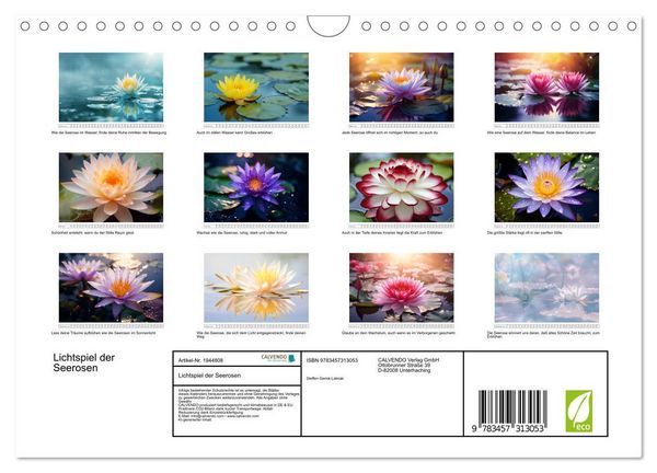 Produktbild: Lichtspiel der Seerosen (Wandkalender 2026 DIN A4 quer), CALVENDO Monatskalender