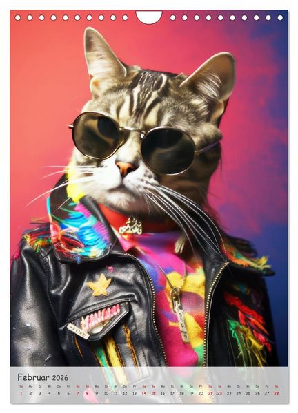 Produktbild: Katzen im lustigen Gangsterlook (Wandkalender 2026 DIN A4 hoch), CALVENDO Monatskalender