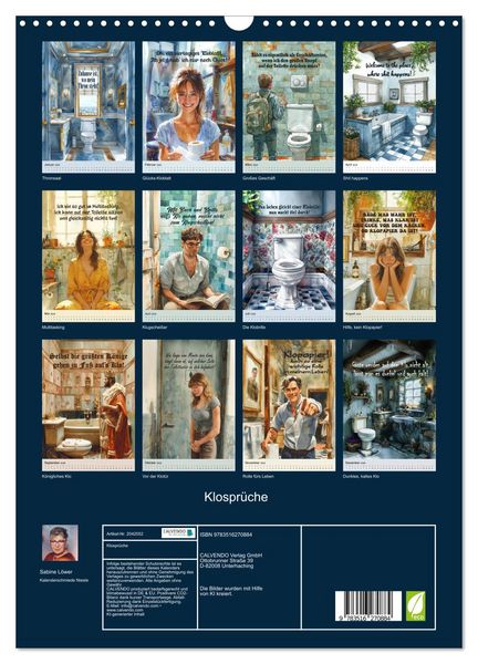 Produktbild: Klospr&uuml;che (Wandkalender 2026 DIN A3 hoch), CALVENDO Monatskalender
