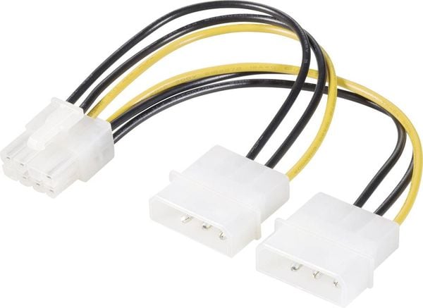 Renkforce Strom Y-Kabel [2x IDE-Strom-Stecker 4pol. - 1x PCIe-Stecker 8pol.] 0.15 m Gelb, Schwarz