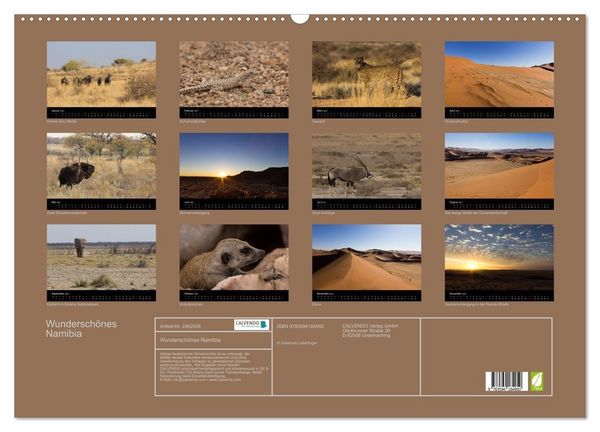 Produktbild: Wundersch&ouml;nes Namibia (Wandkalender 2027 DIN A2 quer), CALVENDO Monatskalender