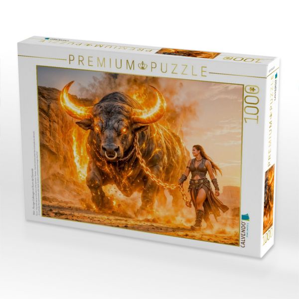Produktbild: CALVENDO Puzzle Stier - Feuriger Erdkrieger im Sturm der Elemente | 1000 Teile Lege-Gr&ouml;&szlig;e 64x48cm Foto-Puzzle f&uuml;r gl&uuml;ckliche Stunden
