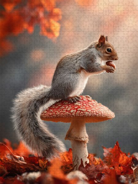Produktbild: CALVENDO Puzzle Ein K&ouml;nig auf seinem Herbstthron, das Leben ist ein Nussabenteuer | 1000 Teile Lege-Gr&ouml;&szlig;e 64x48cm Foto-Puzzle f&uuml;r gl&uuml;ckliche Stunden