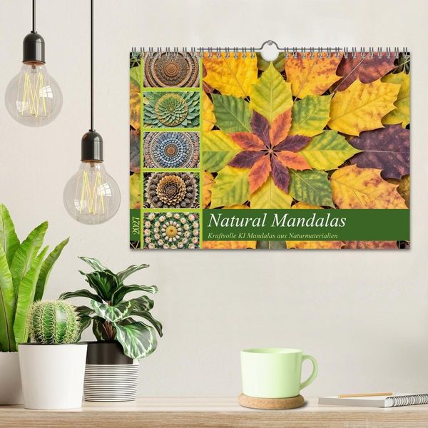 Produktbild: Natural Mandalas - Kraftvolle KI Mandalas aus Naturmaterialien (Wandkalender 2027 DIN A4 quer), CALVENDO Monatskalender