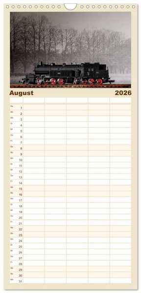 Produktbild: Familienplaner 2026 - Dampflokomotiven in Spur N mit 5 Spalten (Wandkalender, 21 x 45 cm) CALVENDO