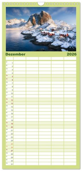 Produktbild: Familienplaner 2026 - Faszinierendes Europa mit 5 Spalten (Wandkalender, 21 x 45 cm) CALVENDO