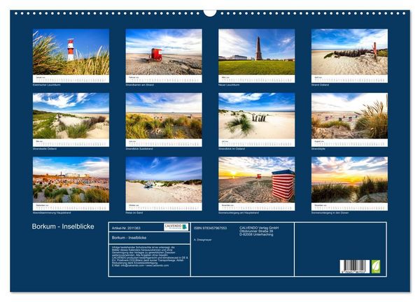Produktbild: Borkum - Inselblicke (Wandkalender 2026 DIN A2 quer), CALVENDO Monatskalender