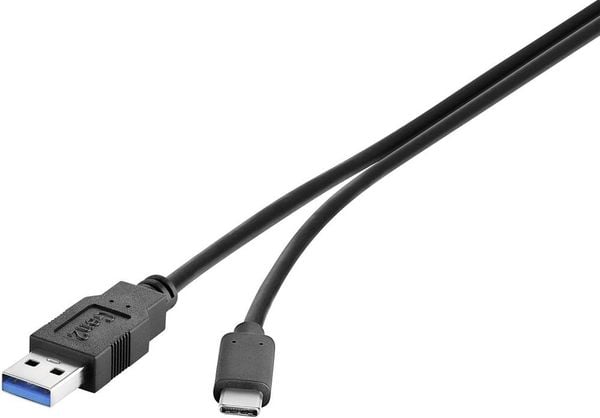 Renkforce USB-Kabel USB 3.2 Gen1 (USB 3.0 / USB 3.1 Gen1) USB-A Stecker, USB-C® Stecker 1.00 m Schwarz vergoldete Steckk