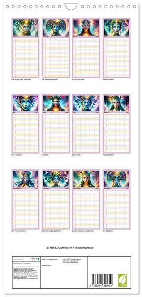 Produktbild: Familienplaner 2027 - Elfen Zauberhafte Fantasiewesen mit 5 Spalten (Wandkalender, 21 x 45 cm) CALVENDO