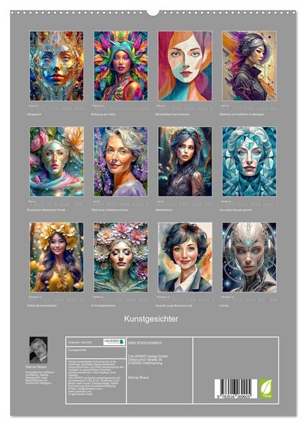 Produktbild: Kunstgesichter (hochwertiger Premium Wandkalender 2026 DIN A2 hoch), Kunstdruck in Hochglanz