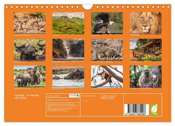 Produktbild: Uganda - im Herzen von Afrika (Wandkalender 2026 DIN A4 quer), CALVENDO Monatskalender