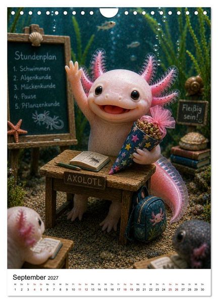 Produktbild: Axolotl durchs ganze Jahr (Wandkalender 2027 DIN A4 hoch), CALVENDO Monatskalender