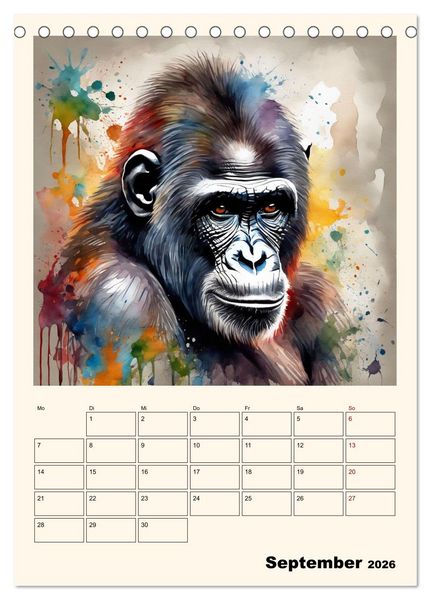 Produktbild: Schimpansen & Gorillas (Tischkalender 2026 DIN A5 hoch), CALVENDO Monatskalender