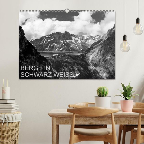 Produktbild: BERGE IN SCHWARZ WEISS (Wandkalender 2026 DIN A2 quer), CALVENDO Monatskalender