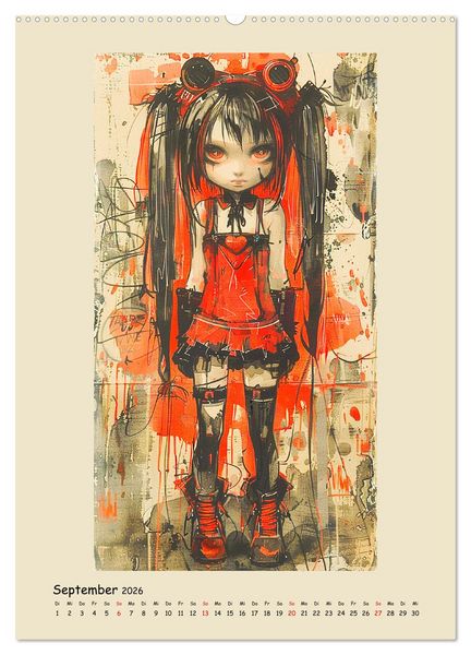 Produktbild: Gothic Punk Girls im k&uuml;nstlerischen Manga-Stil (hochwertiger Premium Wandkalender 2026 DIN A2 hoch), Kunstdruck in Hochglanz
