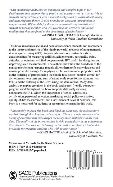 Produktbild: Introduction to Nonparametric Item Response Theory