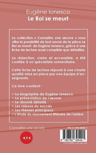 Produktbild: Fiche de lecture Le Roi se meurt de Eugène Ionesco (Analyse littéraire de référence et résumé complet)