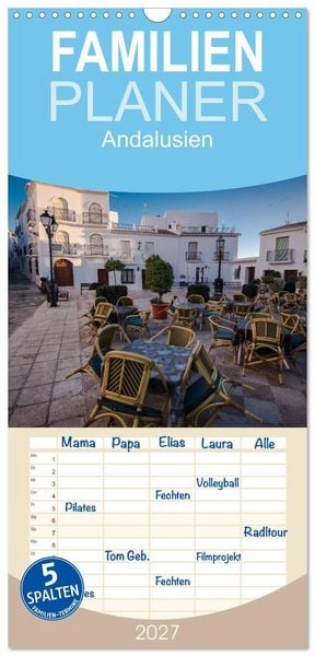 Produktbild: Familienplaner 2027 - Andalusien mit 5 Spalten (Wandkalender, 21 x 45 cm) CALVENDO